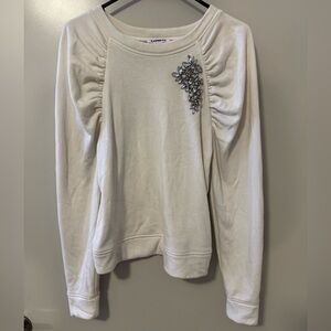 Express White Sweatshirt with Embellishments
